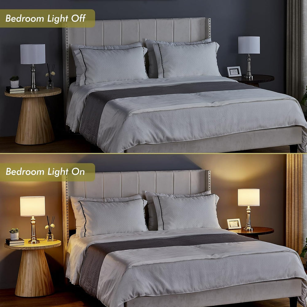 18" Table Lamps for Living Room, Modern Bedroom Lamps Set of 2 with Nick...