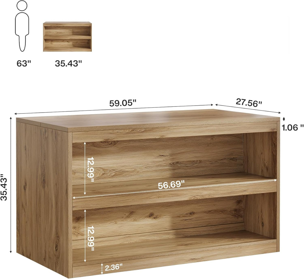 Tribesigns 59-Inch Kitchen Island with Storage, 3-Tier Farmhouse Stationary I...