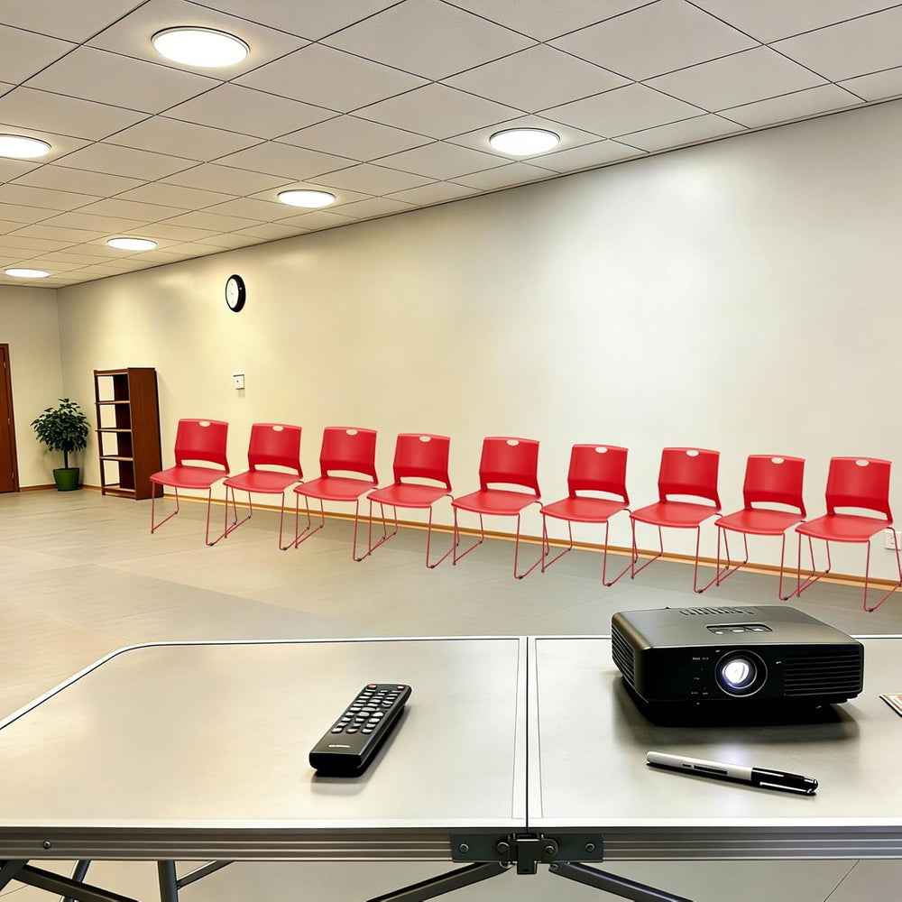 Red Stacking Conference Guest Chairs Set of 4, stackable Waiting Breakroom