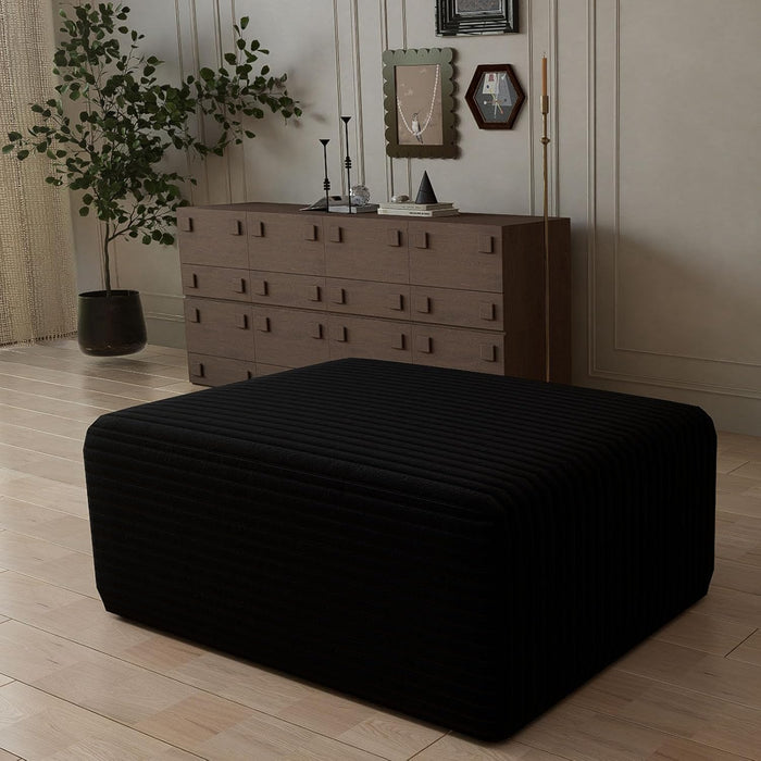Oversized Cloud Couch Ottoman, Frameless Wide-Wale Corduroy Footrest for Living Room, High-Density All-Foam Large Rectangle Ottoman Coffee Table for Sectional Sofa (Black, Ottoman)