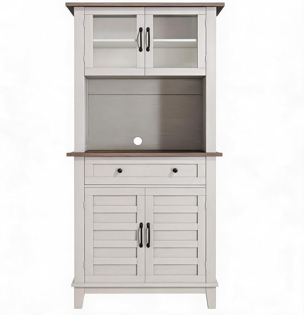IDEALHOUSE Modern 72-Inch Freestanding Pantry Cabinet – Buffet Hutch with Adj...