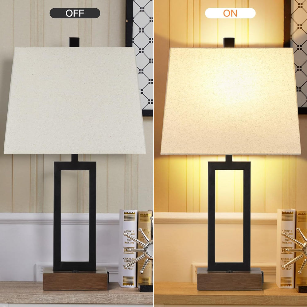Lolikit Table Lamp for Bedroom Set of 2 with 2 USB Ports and AC Power Outlet,...