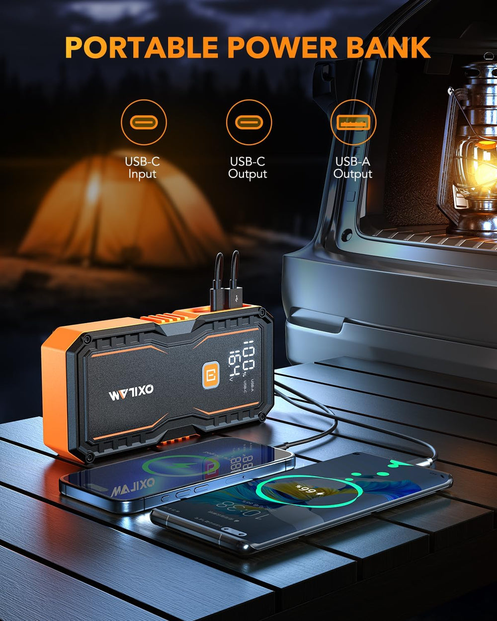 OXILAM Jump Starter 6000A for All Gas/12L Diesel, Car Battery Jumper Starter ...