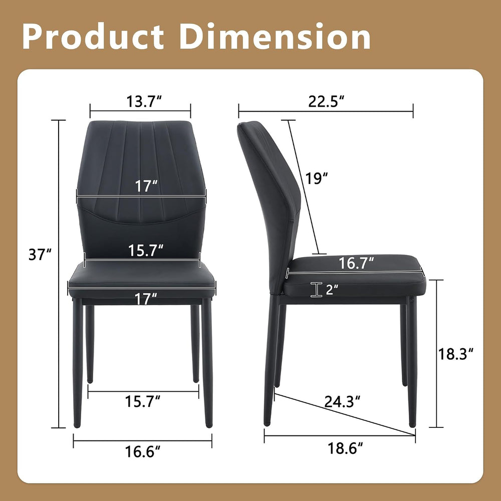 Modern Dining Chairs Set of 4,Black Dining Room Chairs Set, Comfy Kitchen Fau...