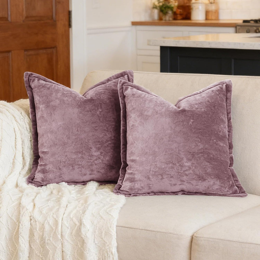 Luxurious Velvet Euro Shams Decorative Throw Pillow Covers 26x26 Set of 2 Sol...