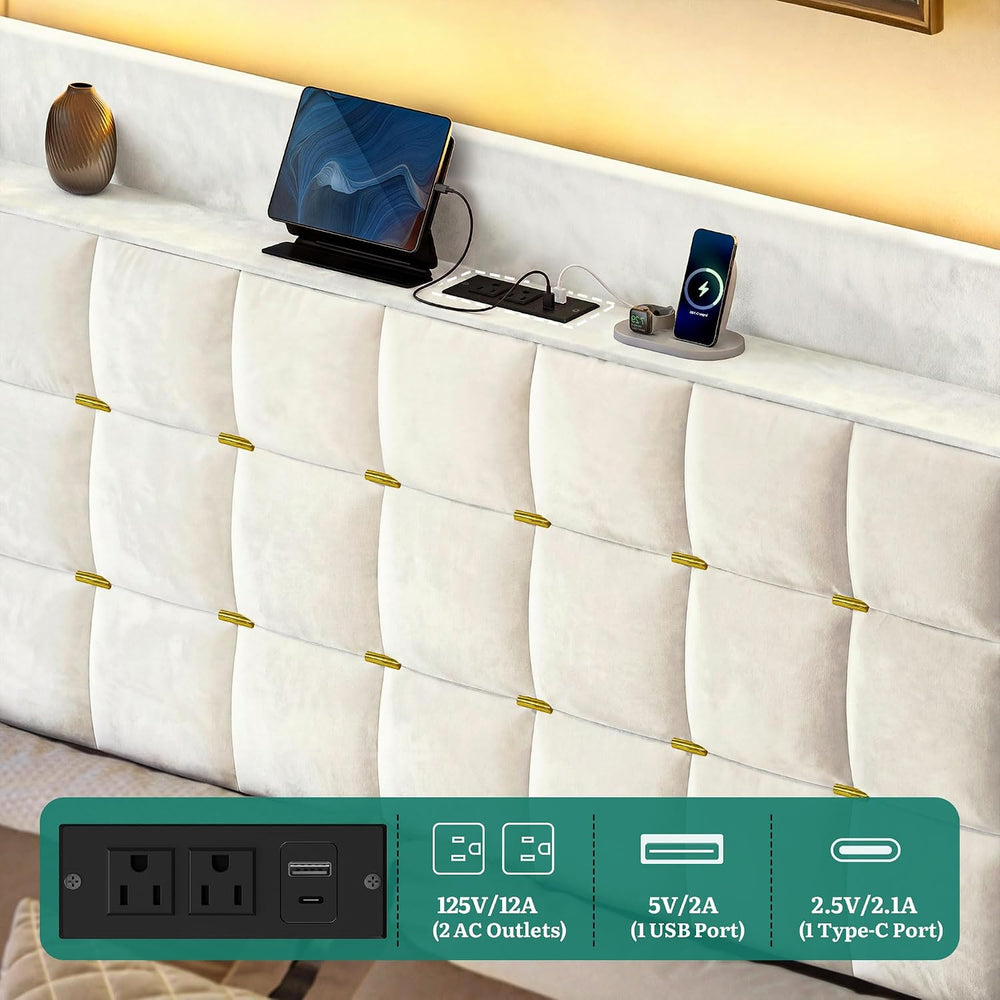 YITAHOME Queen Size Bed Frame with 3 Storage Drawers and RGB LED Lights