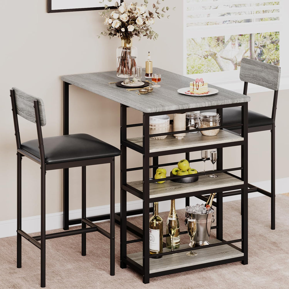 IDEALHOUSE Kitchen Table Set, Dining Table and Chairs for 2, 3 Piece Dining R...