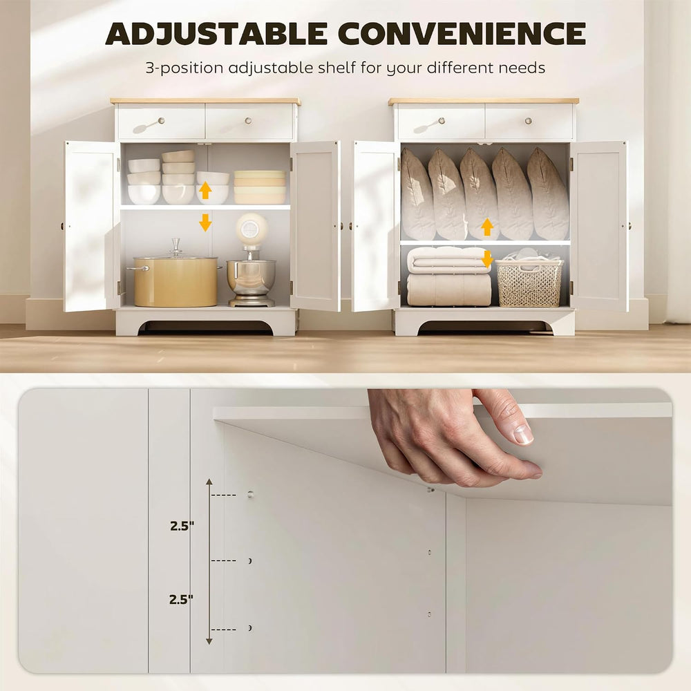 HOMCOM Sideboard Buffet Cabinet with Solid Wood Countertop, Modern Kitchen St...