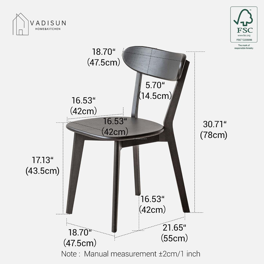 Oak Dining Chairs, Kitchen Chairs, 100% Solid Wood Modern Dinner Chair with C...