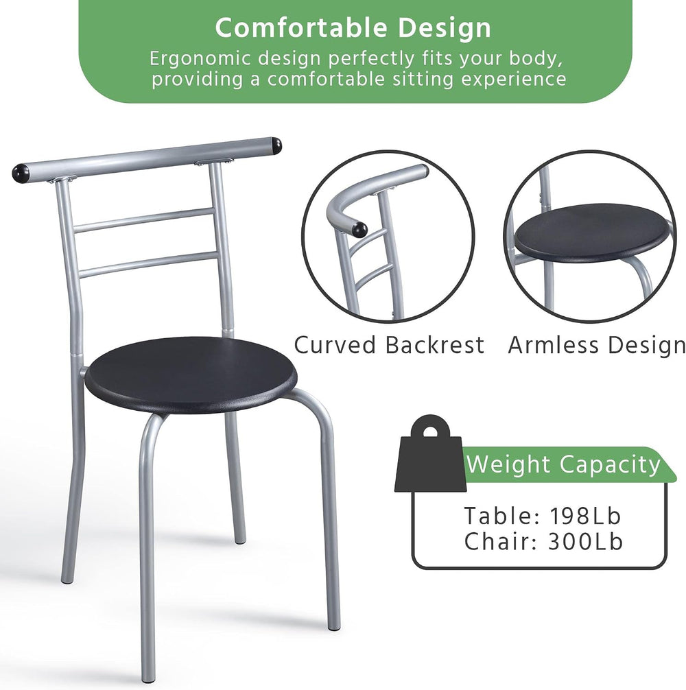 Yaheetech 3-Piece Dining Room Table Set, Kitchen Table & Chair Sets for 2...