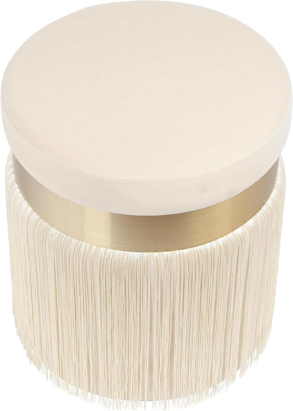 Tov Furniture Melody Tasseled Ottoman (Cream)