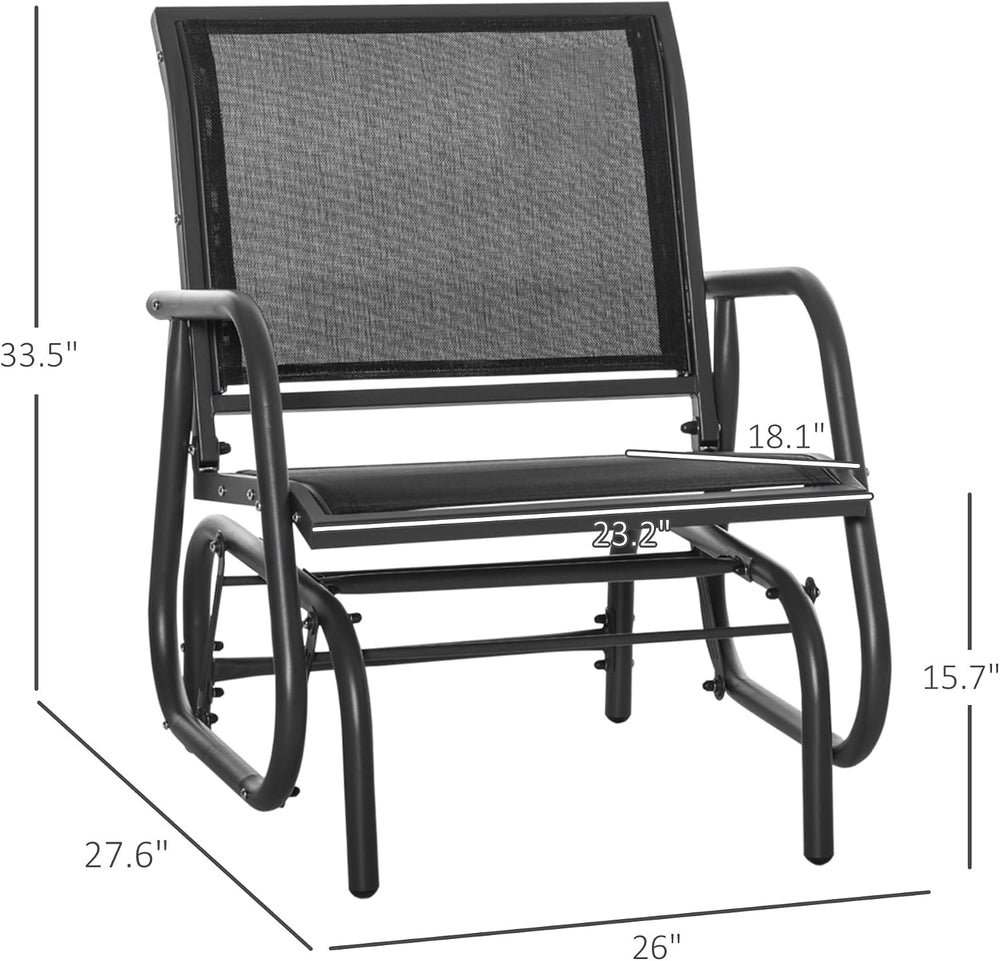 Outsunny Porch Glider Set of 2 Steel Frame Black | Swing Glider Chair, Breath...