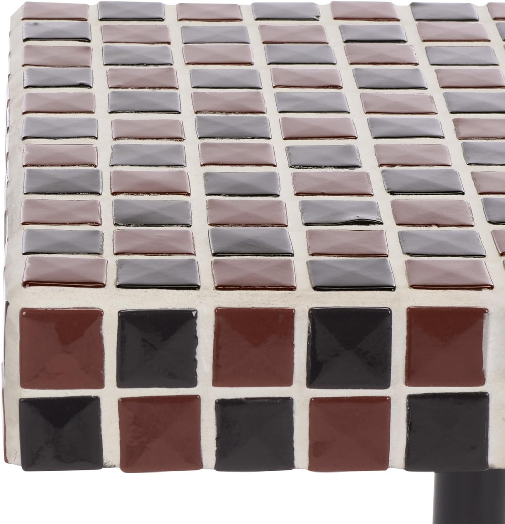 SAFAVIEH Home Collection - Satomi Accent Table with Bordeaux Mosaic Tile Inla...