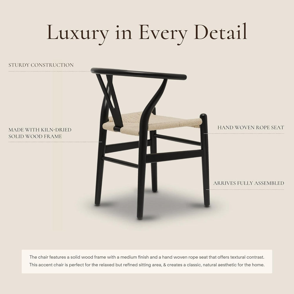 Poly & BARK Weave Dining Chairs – Mid-Century Modern Wishbone Dining Chai...