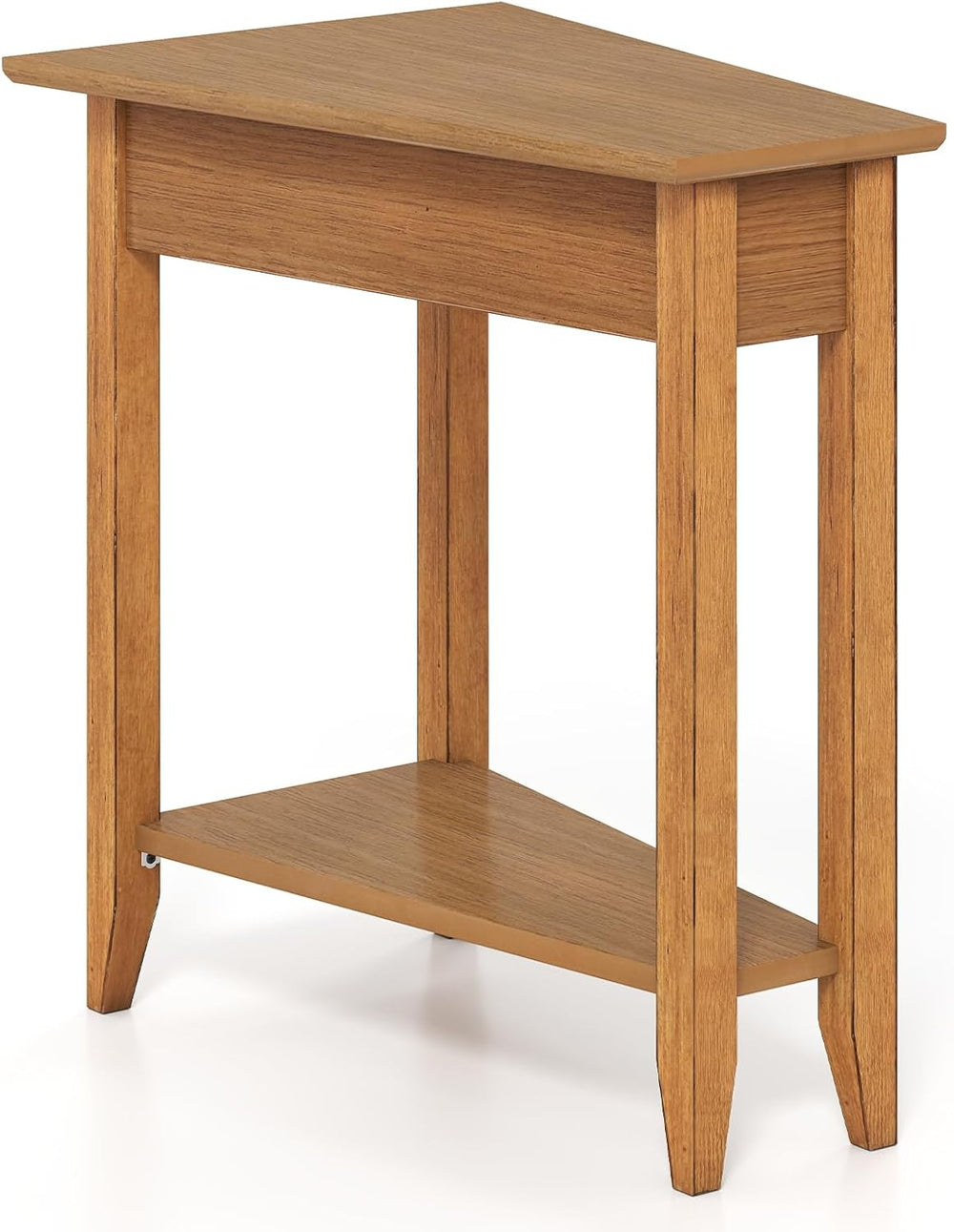 Giantex Wedge End Table, Triangle Side Table with Storage Shelf and Solid Woo...