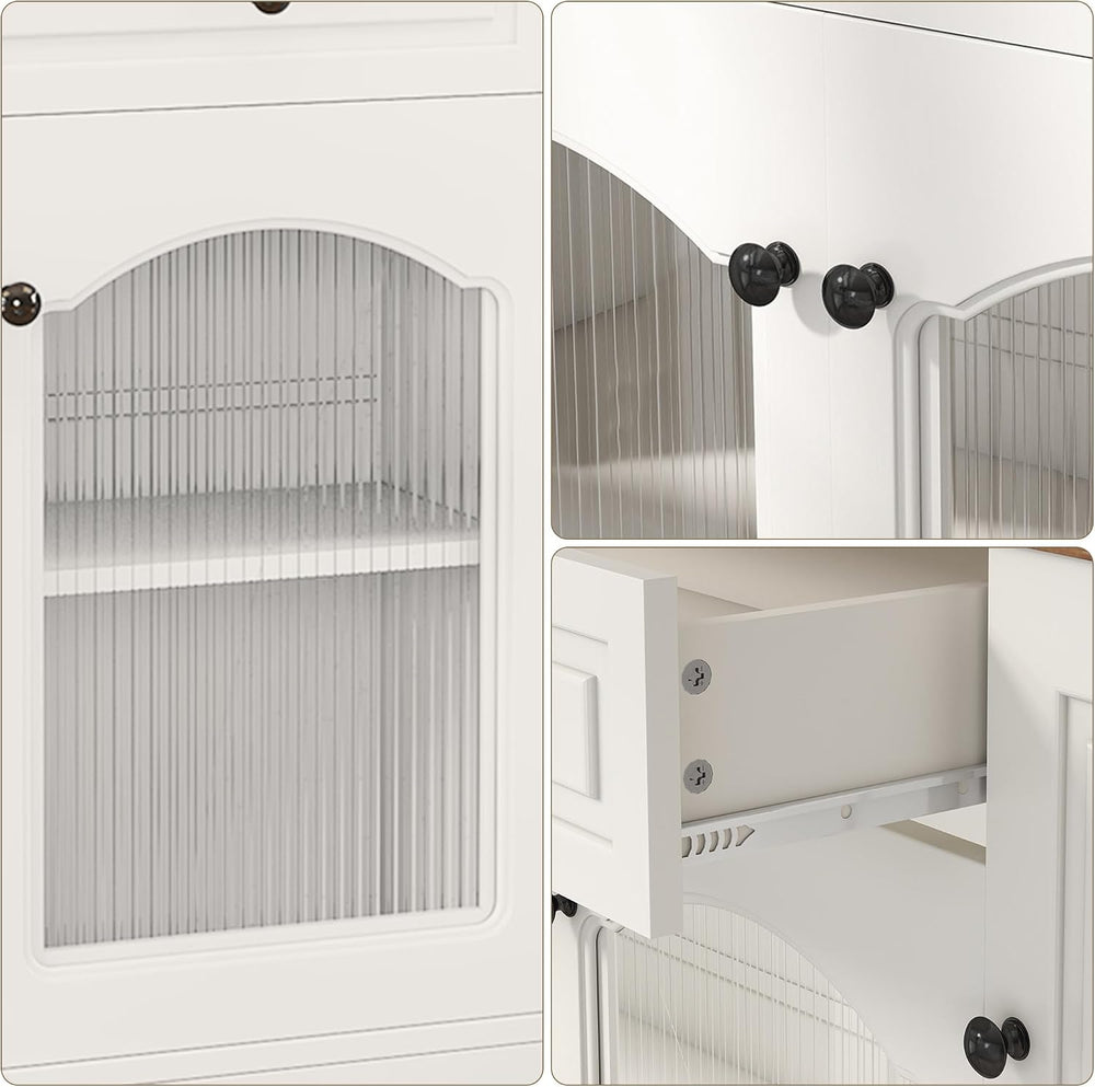 Kitchen Pantry Cabinet with Drawer Storage, 48” Modern Farmhosue Kitchen Hutc...