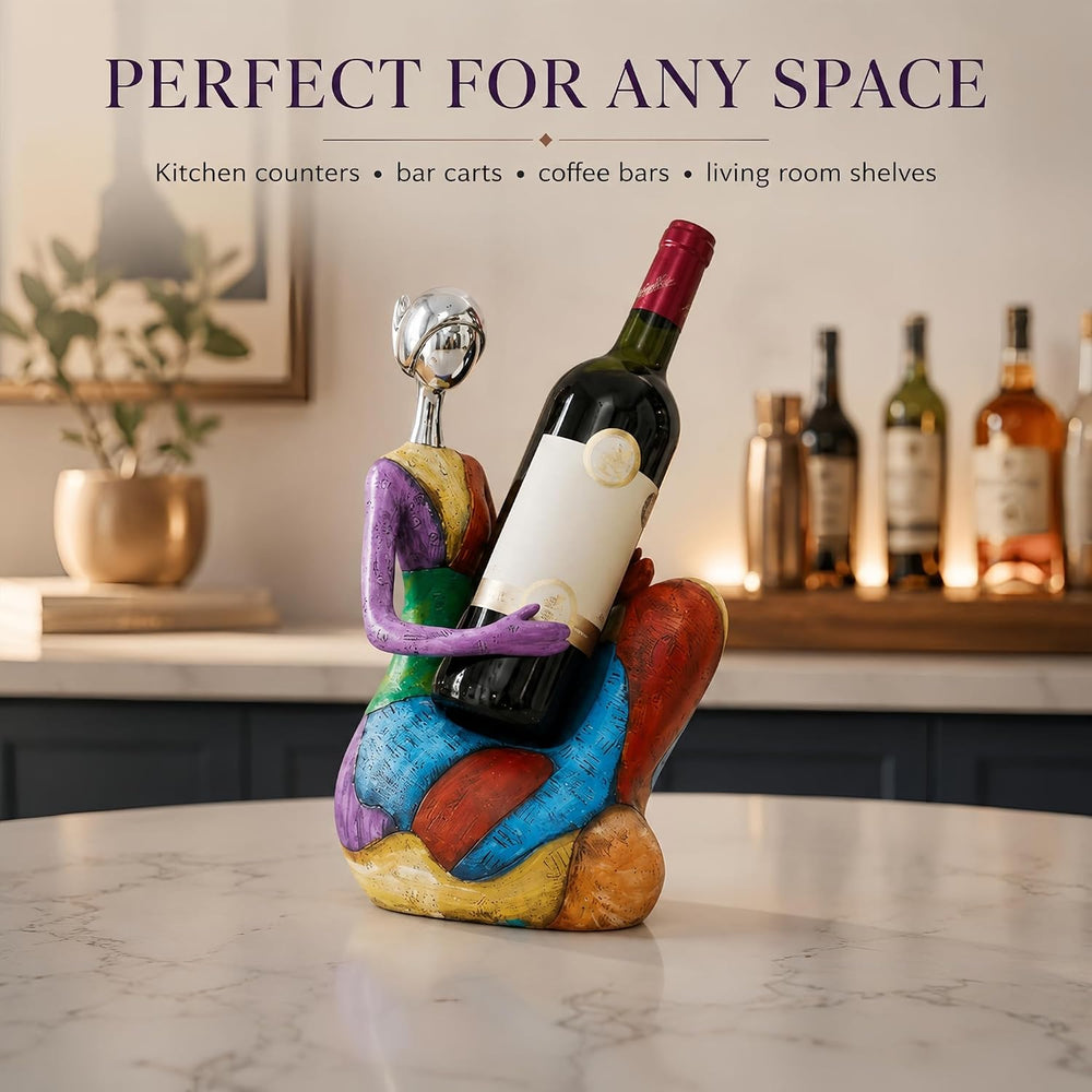 FUNTEREST Abstract Woman Wine Bottle Holder, Resin Wine Rack Home Decor | Col...