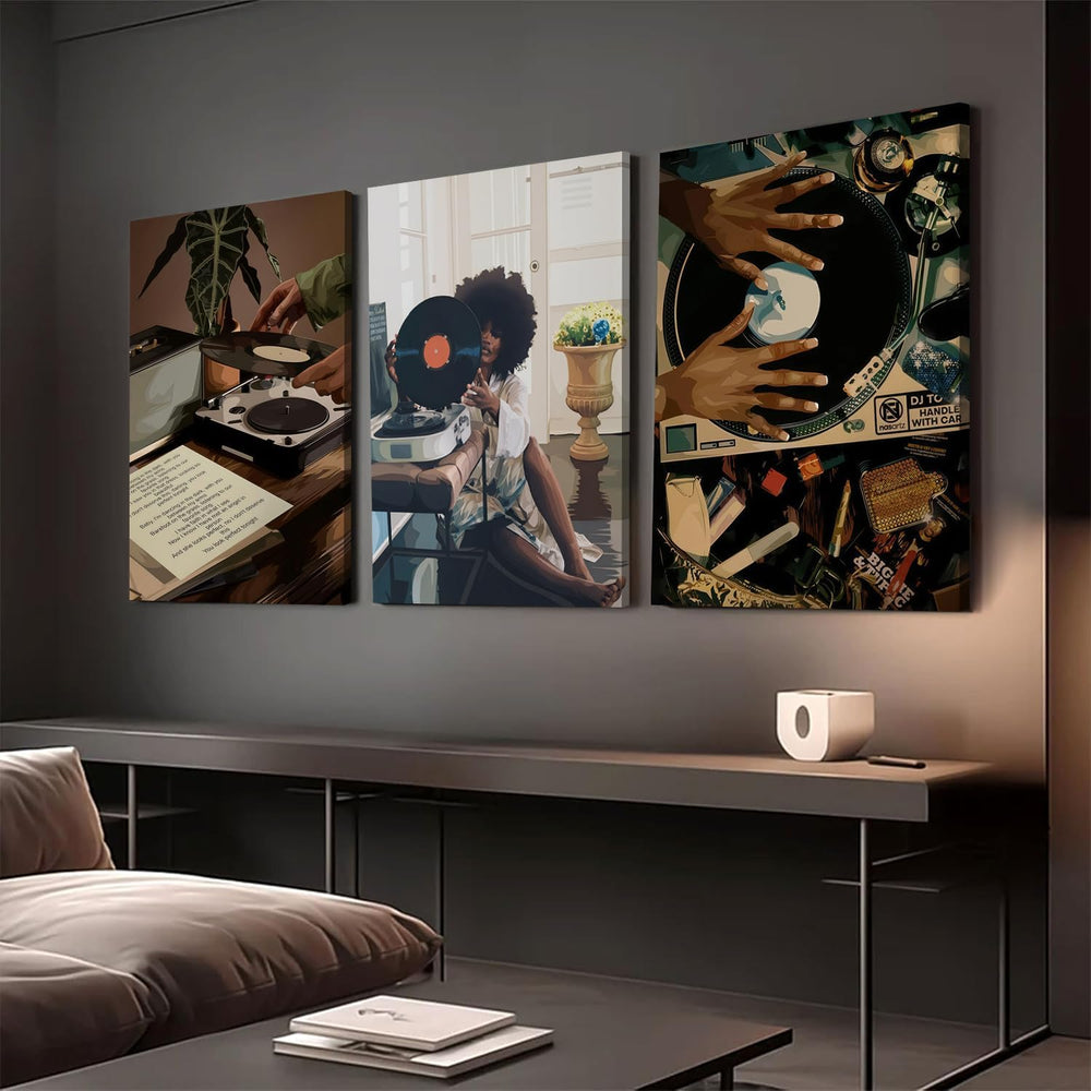 YFvrPt Black Girl Wall Art Decor Modern Black Woman Painting Prints, Set of 3...