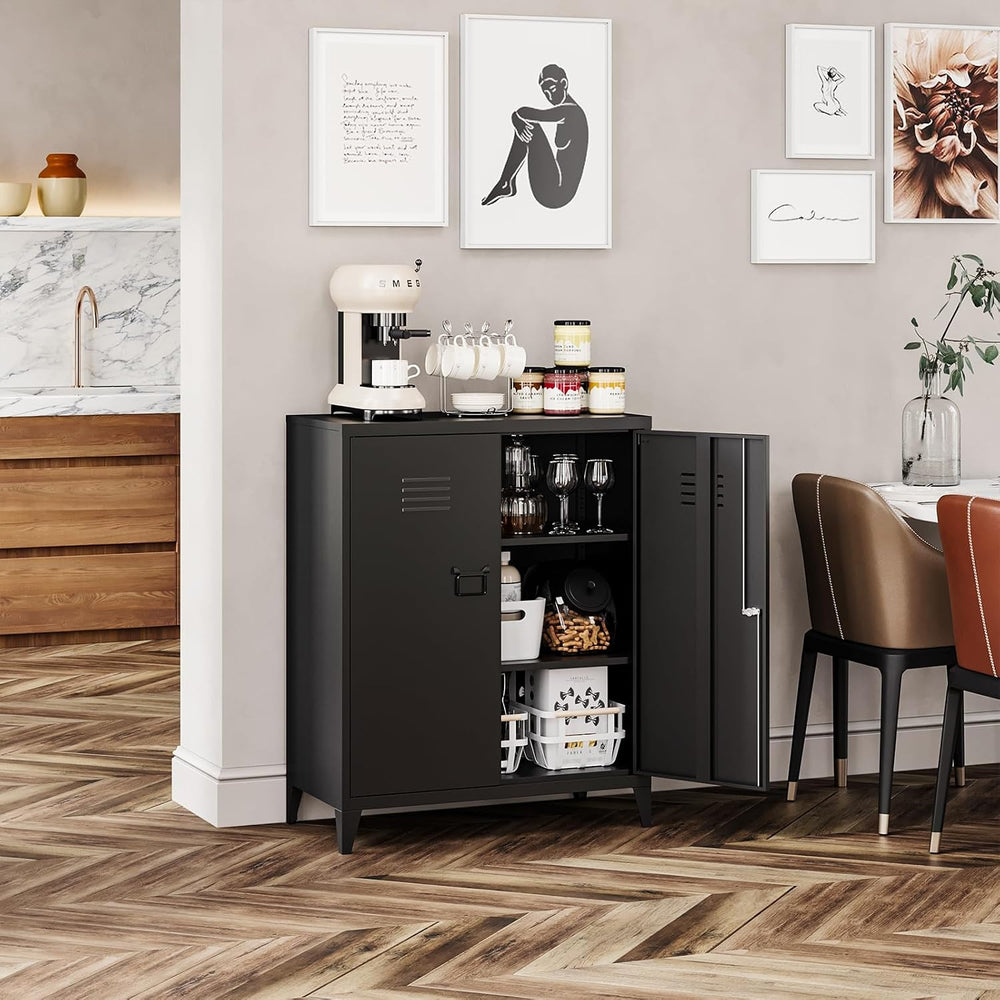 MIIIKO Metal Locker with 2 Doors, Metal Storage Sideboard Accent Cabinets for...