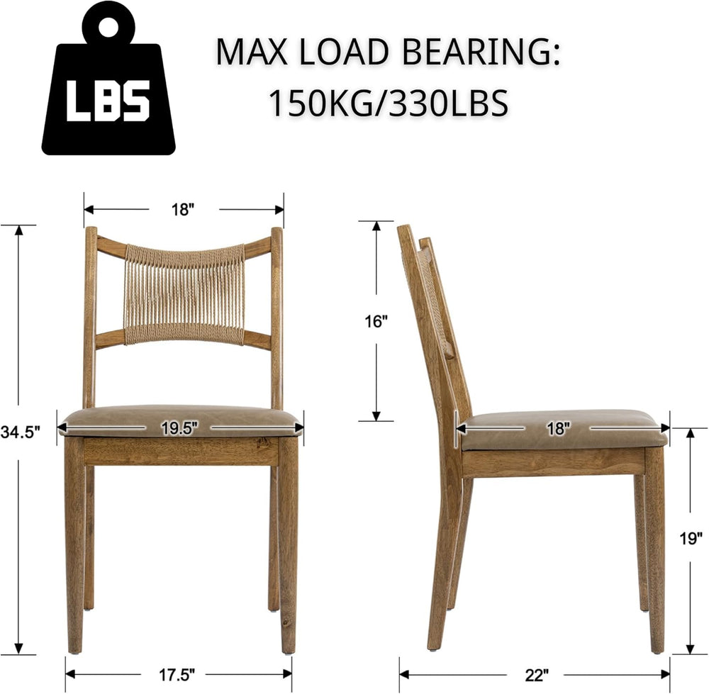 RIVOVA Wooden Dining Chairs Set of 4 PU Leather Upholstered Dining Room Chair...