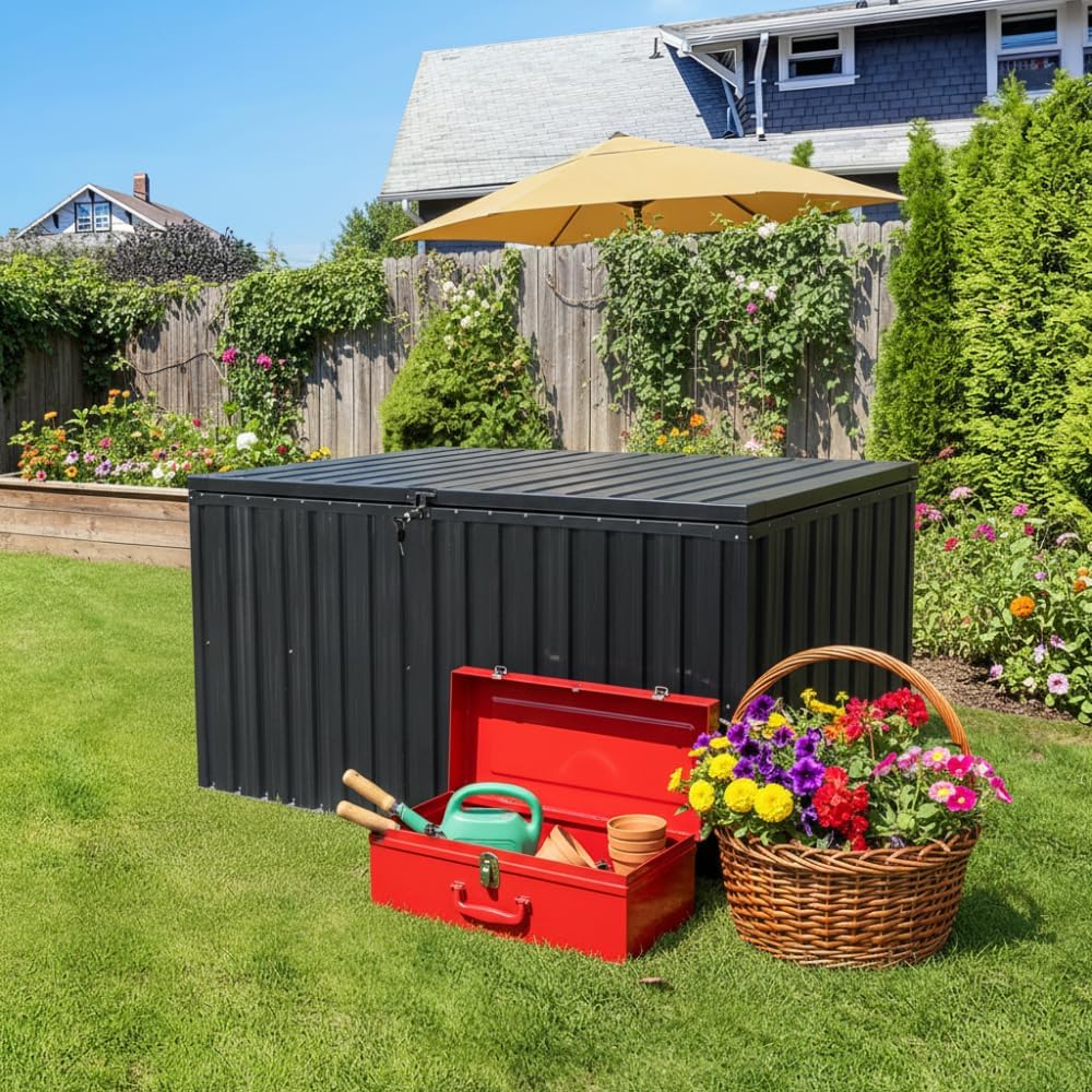Metal Storage Box for Outdoors, Durable Large Capacity Organizer, Waterproof ...