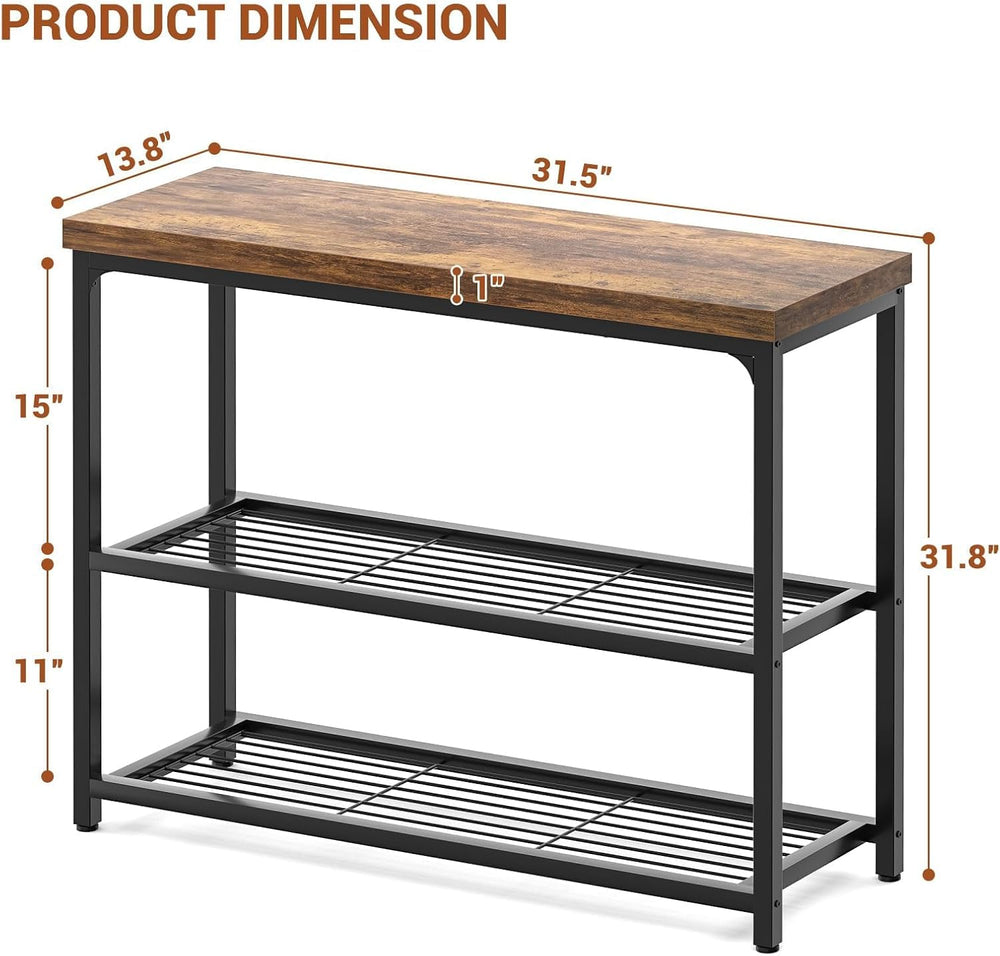 Besiost 32" Industrial Console Table with 3-Tier Storage, Oak Grey | Sma...