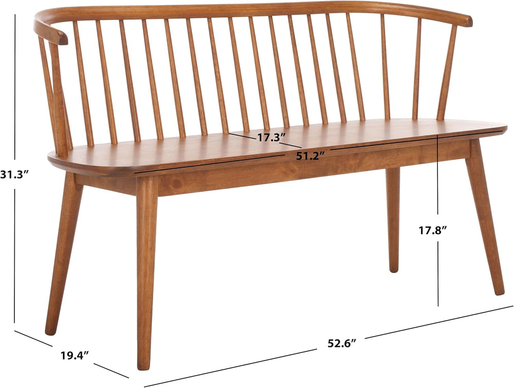 SAFAVIEH Furniture - Blanchard Spindle Bench - Honey - Solid Wood - Classic W...