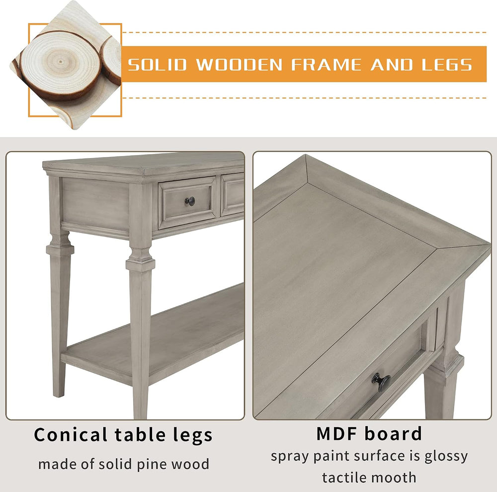 Knocbel 50" Retro Style Console Table Solid Wood Frame Sofa Table with B...