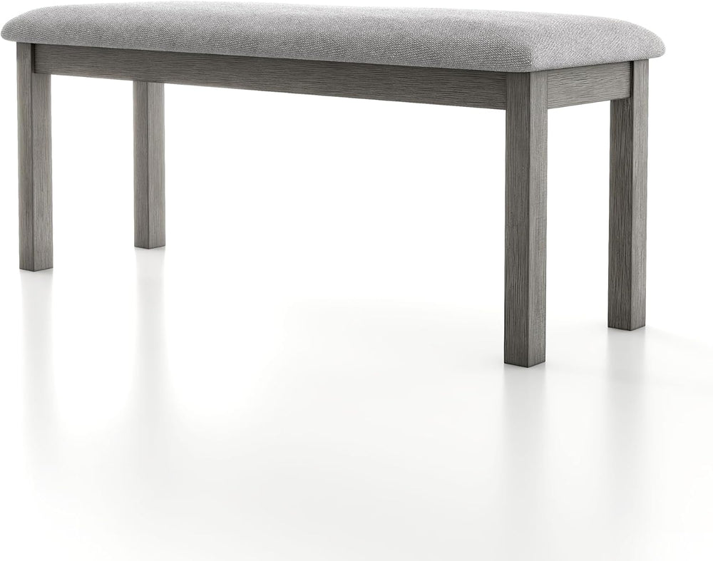 Furniture of America Jorvik Farmhouse Fabric Upholstered Bench with Wood Legs...
