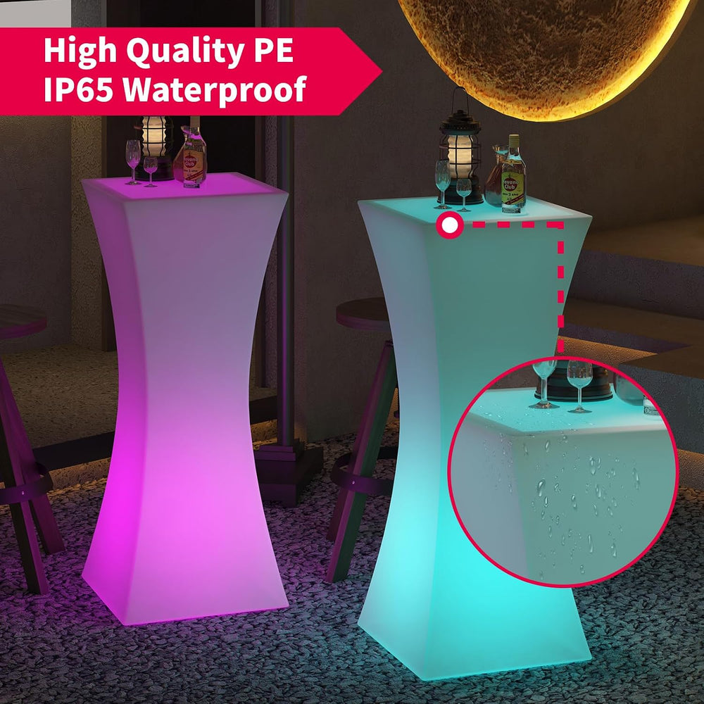 MUZZ Led Cocktail Table with Remote,16 Color Changing LED Light Up Pub Table,...