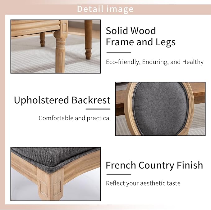 French Country Dining Chairs Set of 2, Gray Kitchen & Dining Room Chairs ...
