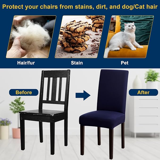 Chair Covers, Stretch Kitchen Chair Covers/Dining Room Chair Covers Set of 8,...