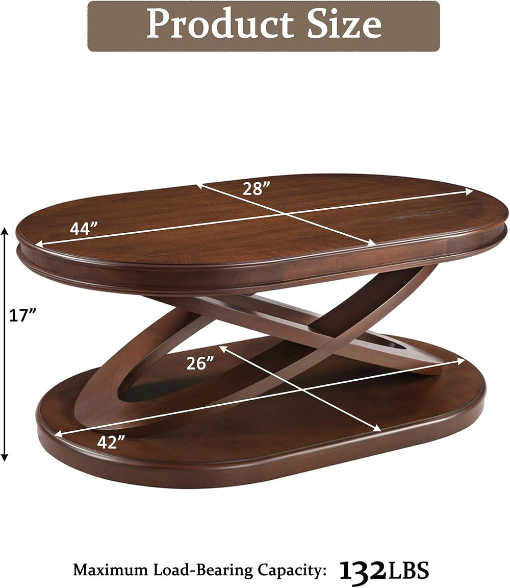 Retro Coffee Table Sets 3 s, Wood Living Room Table Set Include 44" Oval...