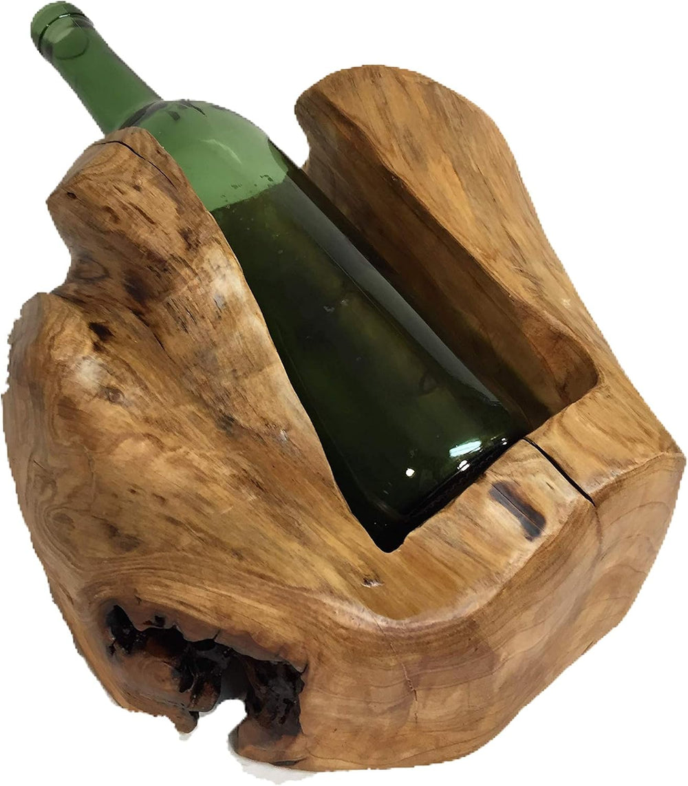 Hand-Crafted Root Wood Live Edge Wine Bottle Holder (1)