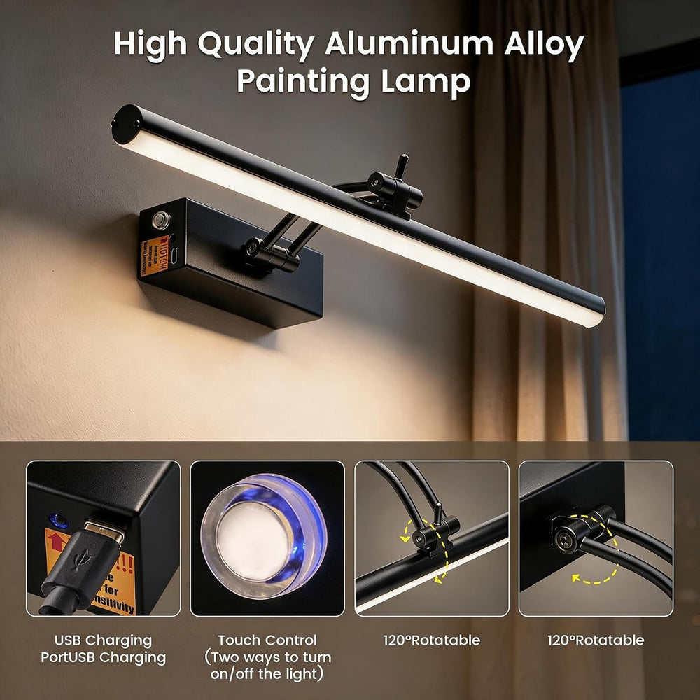 Yuichoy 2 Pack Picture Lights for Wall Battery Operated, 16 inch Wireless Art...