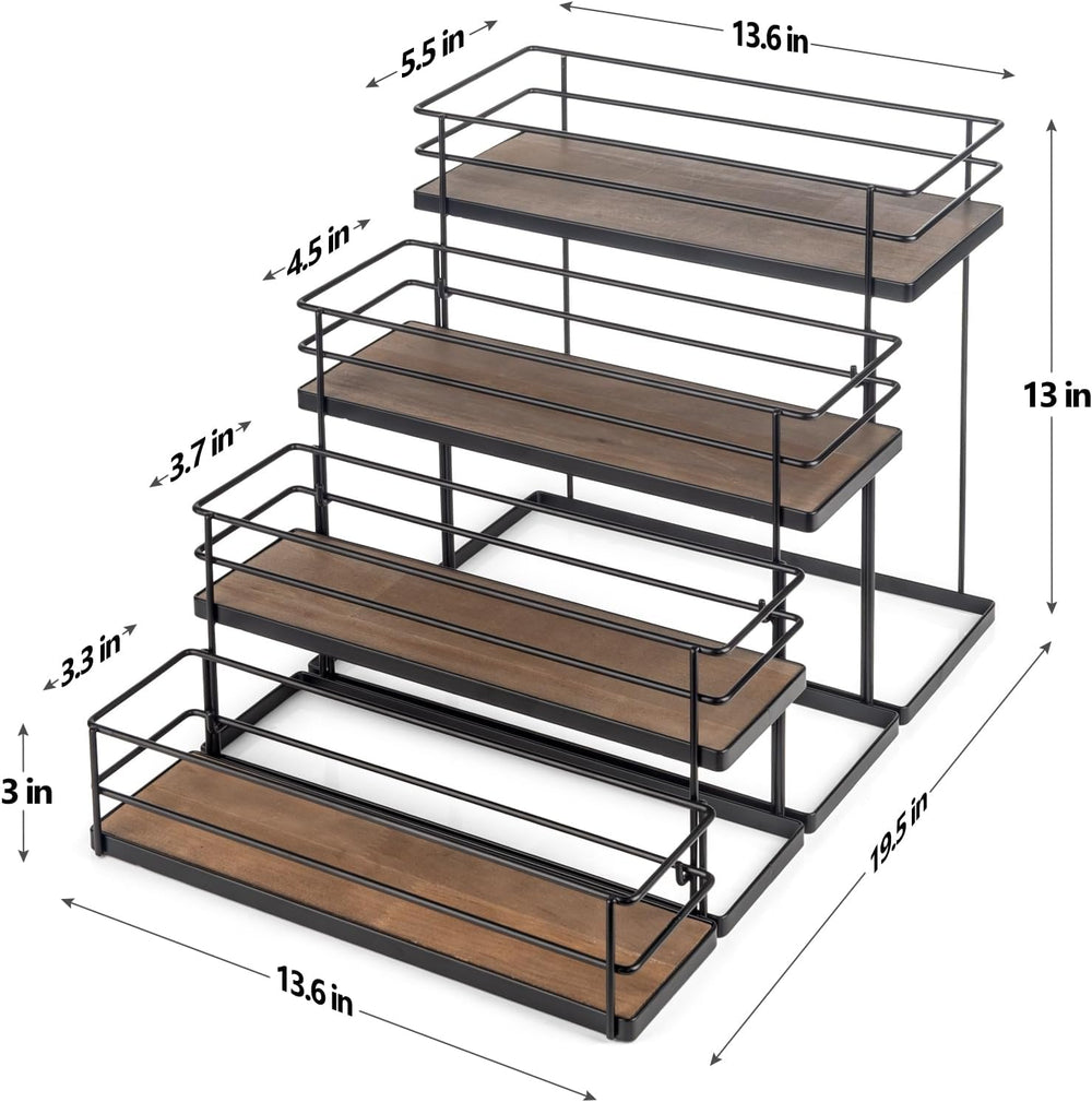 kimilus 16 Bottle Capacity Coffee Syrup Organizer 4 Tier Coffee Syrup Stand S...