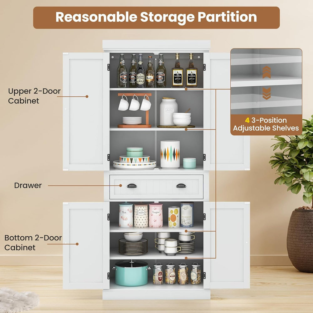 Giantex Pantry Organizers and Storage, 72" Tall Kitchen Cabinet with 2-D...