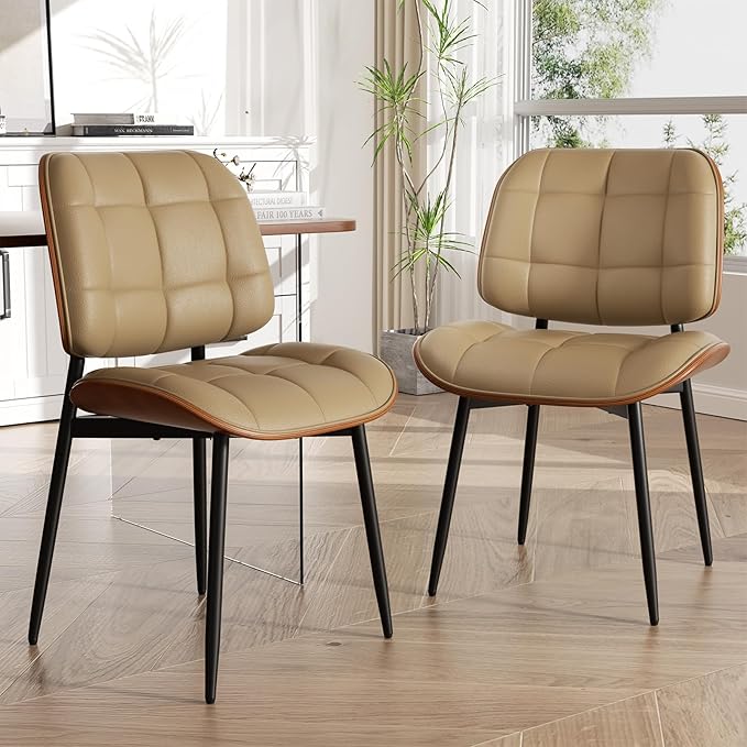 Dining Chairs Set of 6, Mid Century Modern Dining Room Chair, Upholstered Fau...
