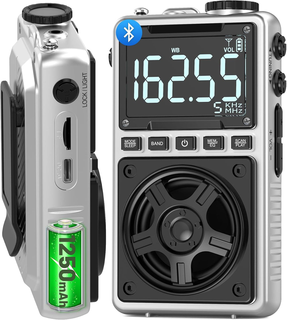 AM FM Shortwave Radio with NOAA Weather Alert,1250mAh Rechargeable
