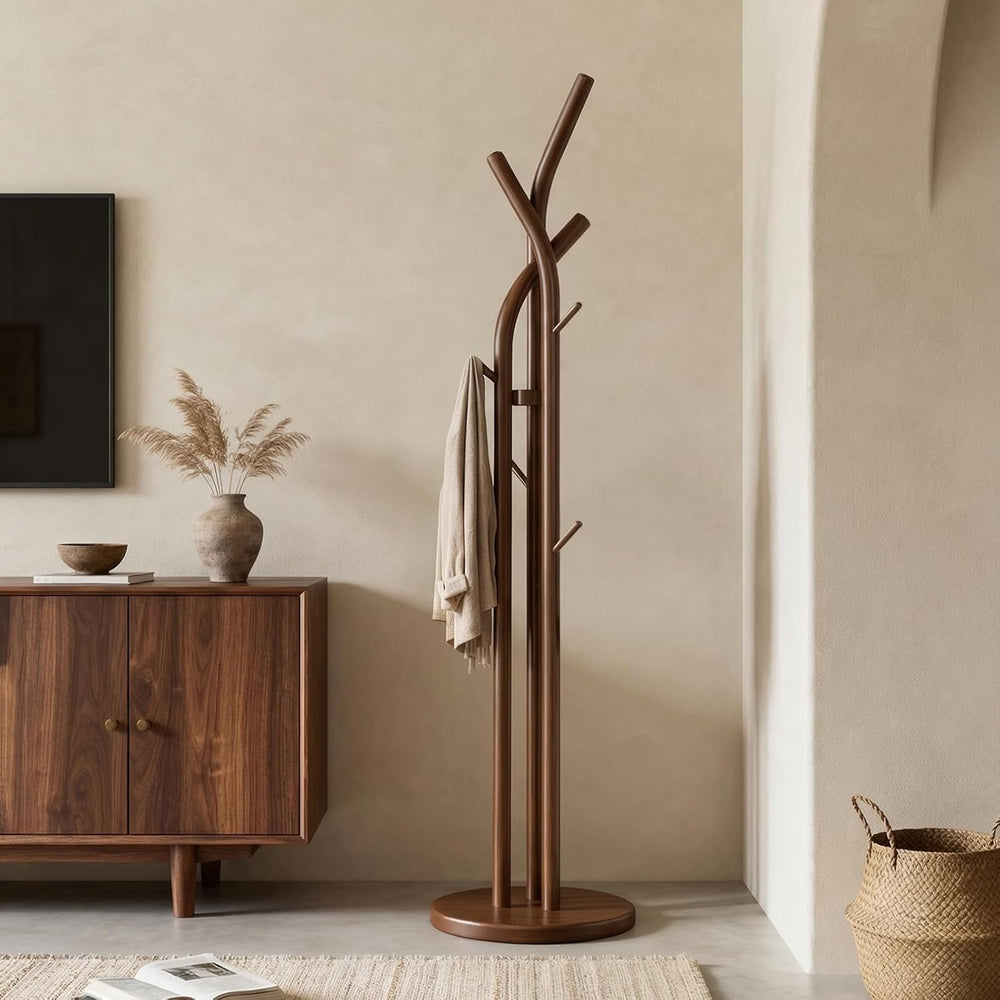 Solid Wood Coat Rack Freestanding Wood Coat Tree Rack with 9 Hooks, Creative ...