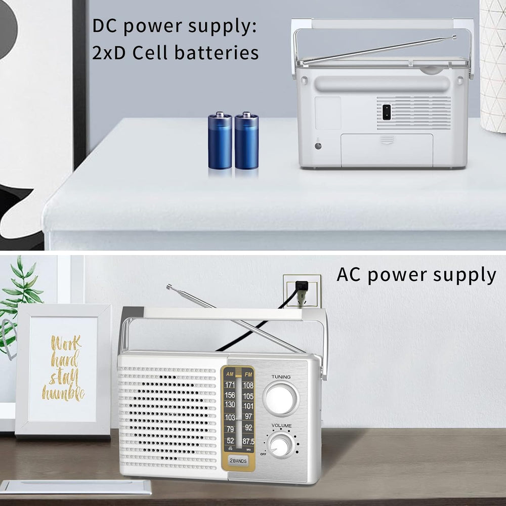 AM FM Radio AC & Battery Powered Headphone Jack for Senior Home Use