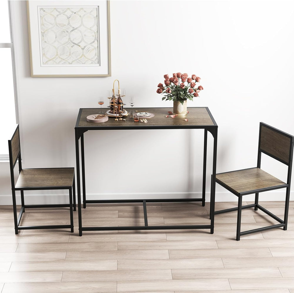 Giantex 3-Piece Dining Table Set for 2, Small Industrial Kitchen Table with 2...