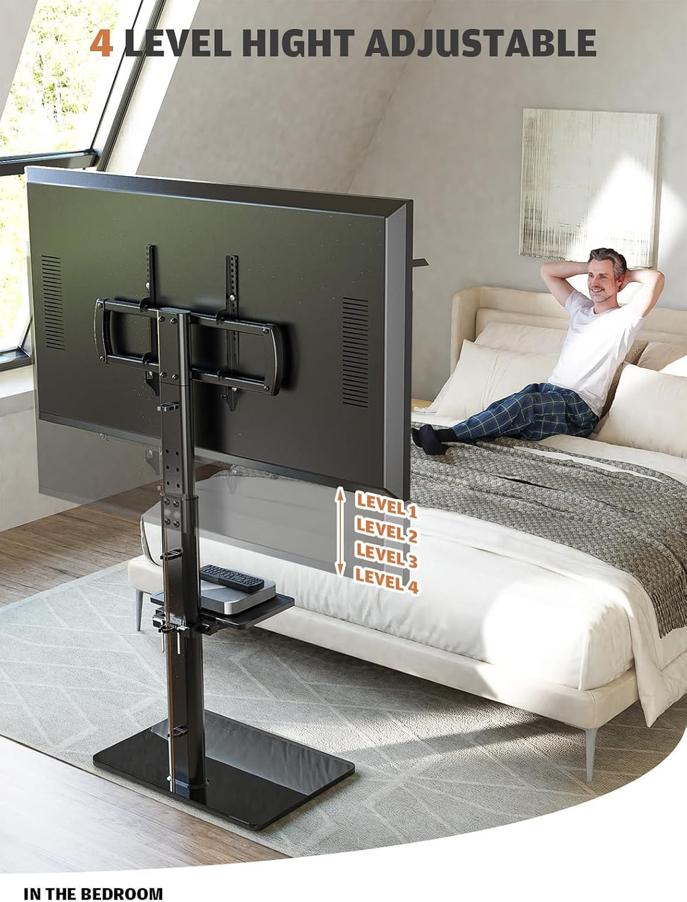 Universal Floor TV Stand with Mount 80 Degree Swivel Height Adjustable and Sp...