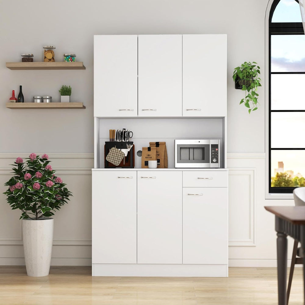 70.87" Tall Kitchen Pantry Storage Cabinet, Freestanding Wood Hutch with...