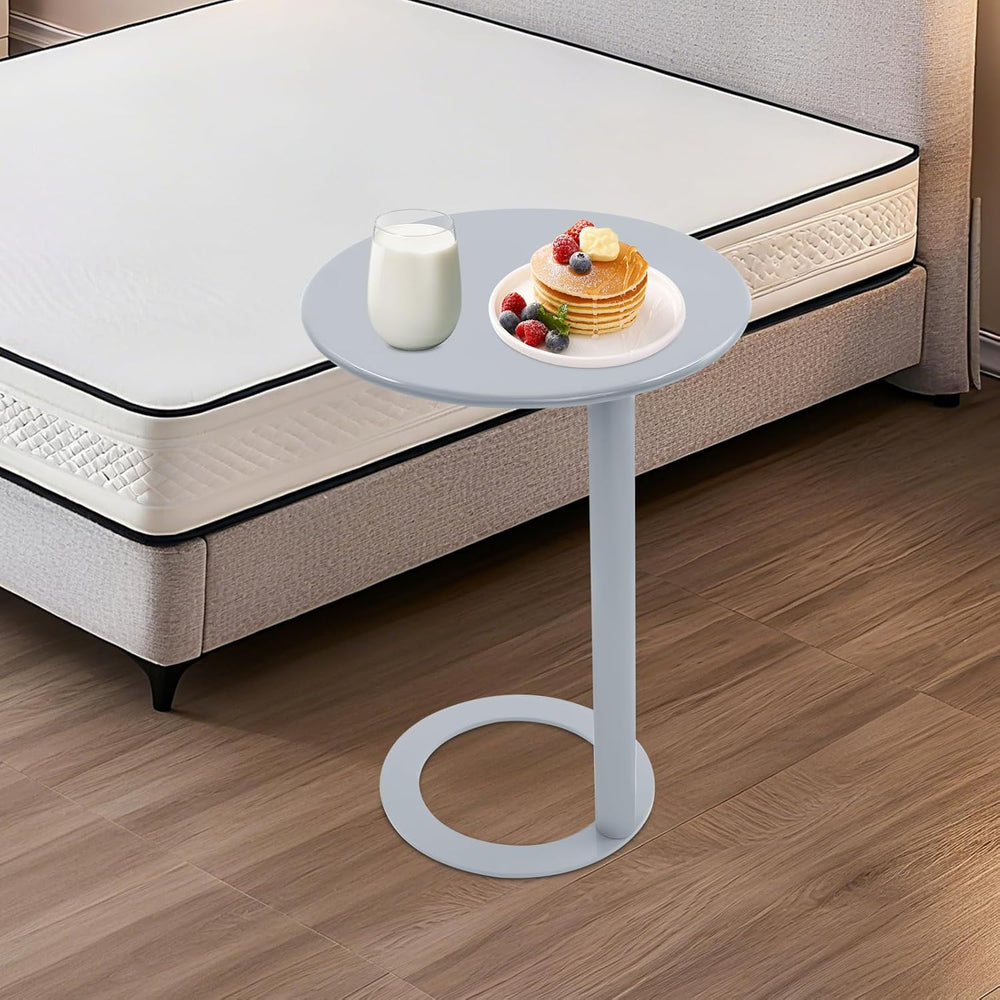 C-Shaped Round Side Table, Couch Side Tables with O-Shaped Base, Metal End Ta...