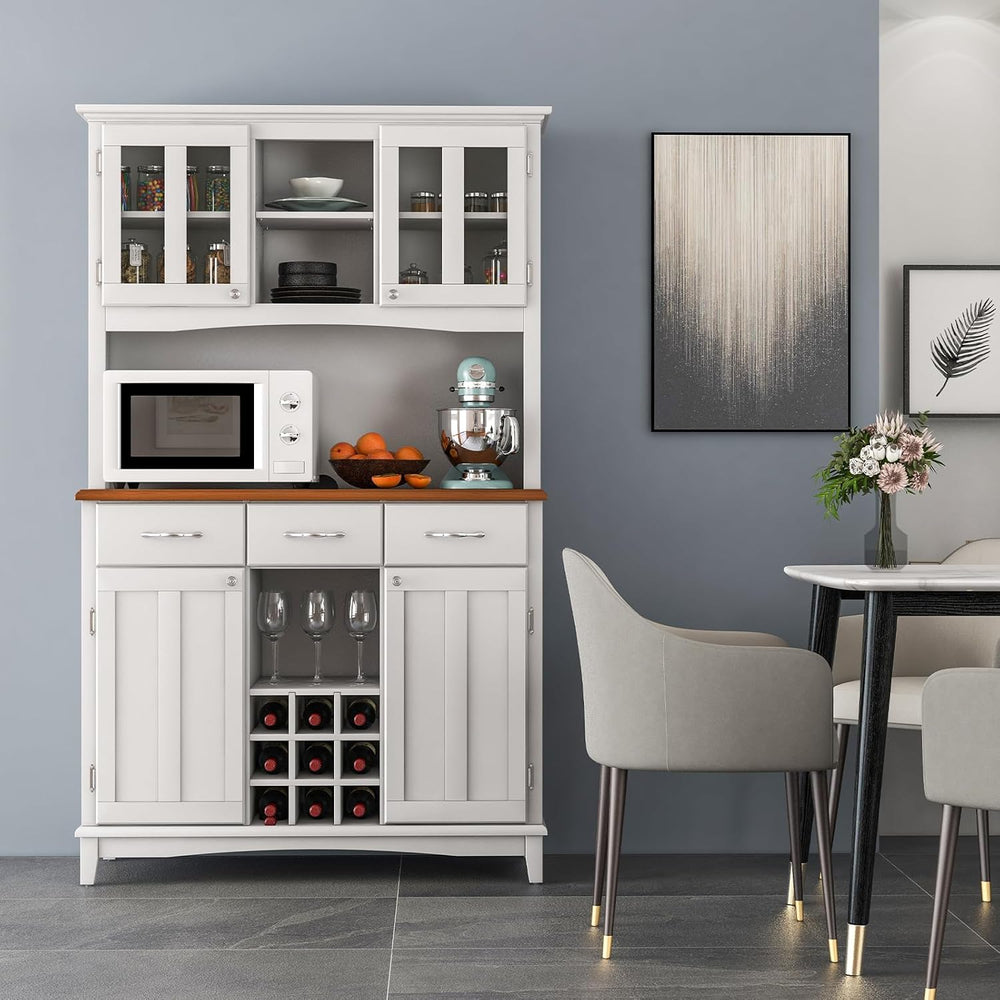 PETSITE Kitchen Pantry Storage Cabinet, Freestanding Microwave Cupboard with ...
