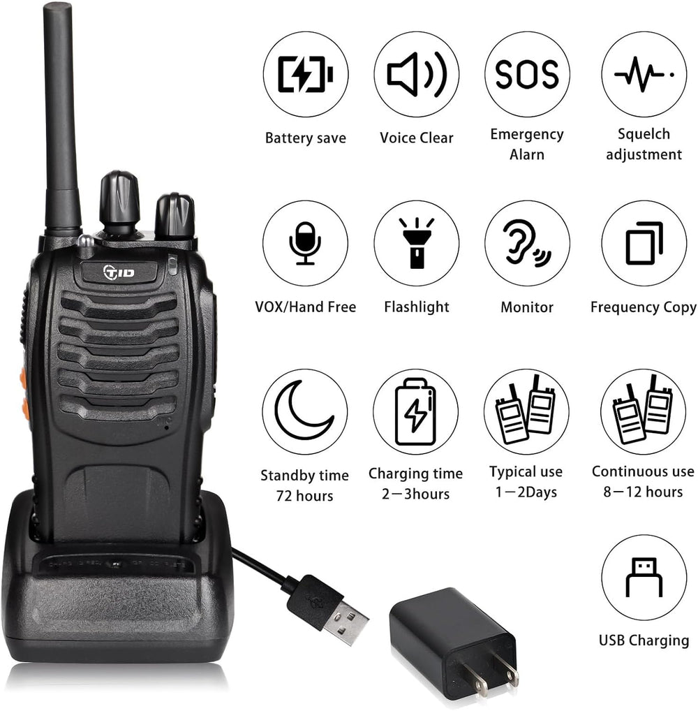TIDRADIO 5.5-Mile Long Range Walkie Talkies with Upgrade Acoustic Earpiece