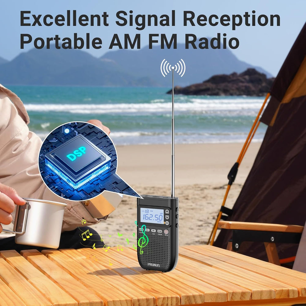 PRUNUS J-618 Portable Radio AM FM with Bluetooth Earphone Output, 2000mah