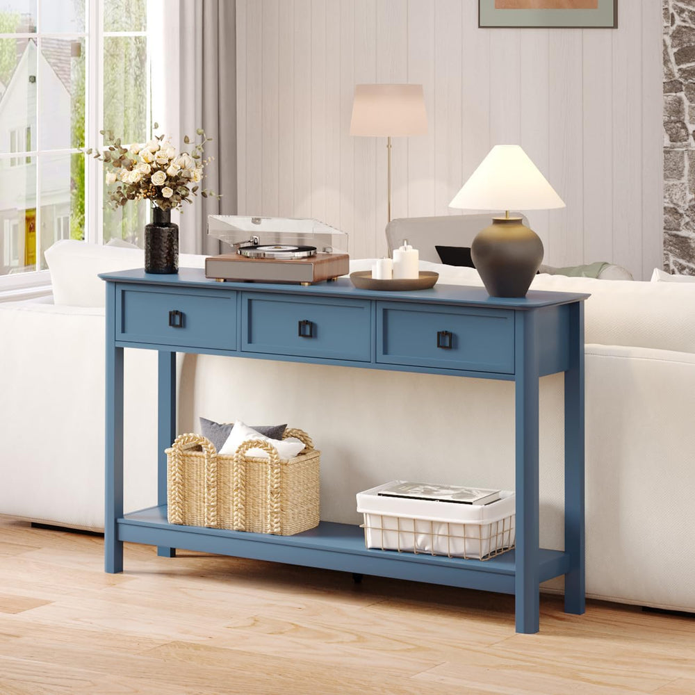 Treocho 53.1" Console Table with 3 Drawers, Sofa Table Behind Couch, 2 T...