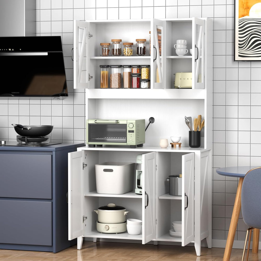 VOWNER Kitchen Pantry Storage Cabinet, Tall Kitchen Cabinets with 6 Doors, Fr...